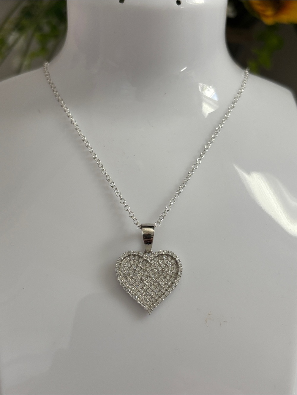 Moissanite 925 Silver Heart Pavé Pendant Necklace, 2.00 CTW